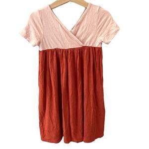 Plain Jane Crosstop Colorblock Dress - Orange Peach Pink - 5